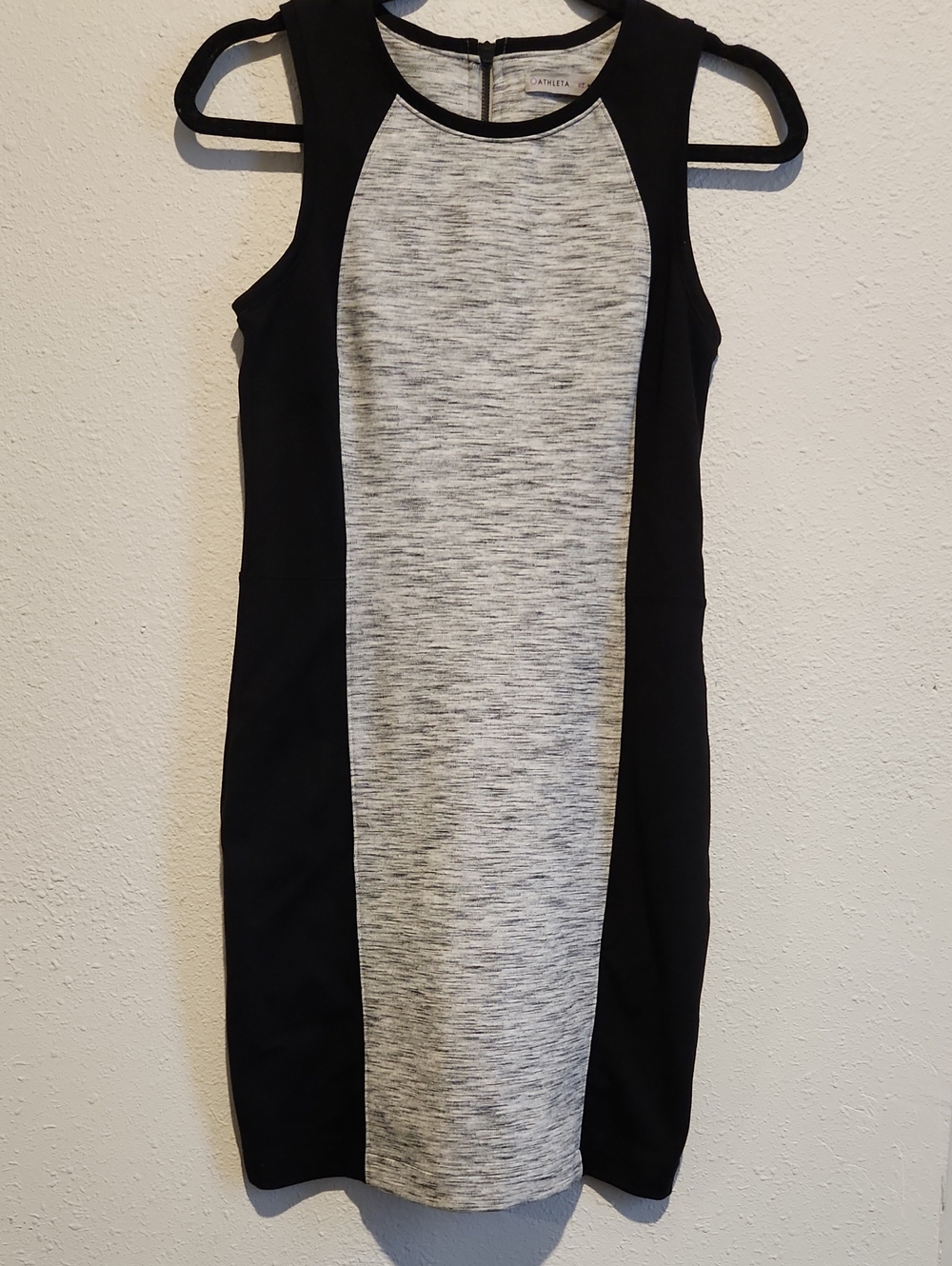 Athleta Colorblock Bodycon Dress XS Grey Black Zip Back